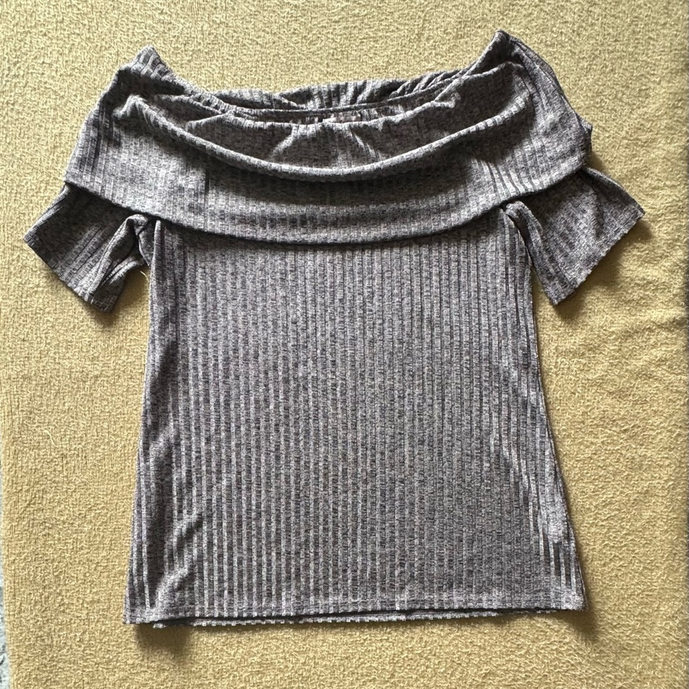 Juicy Couture Brown heathered Ribbed Off-Shoulder Sweater